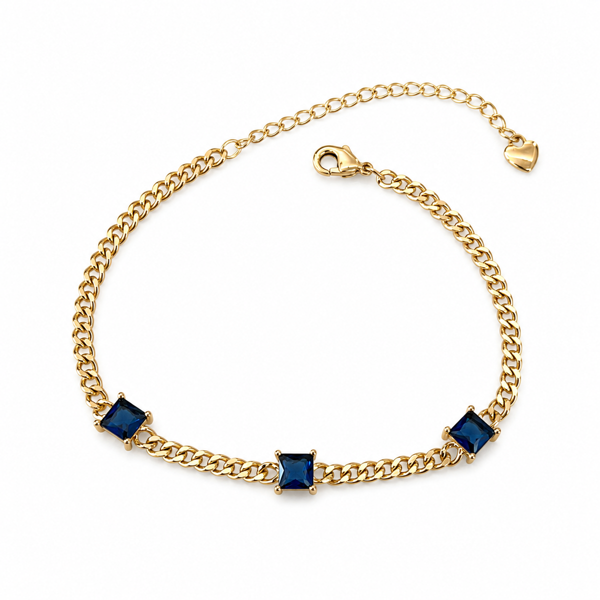 Red square cut Stone Chain Bracelet | Poshewix – view 3