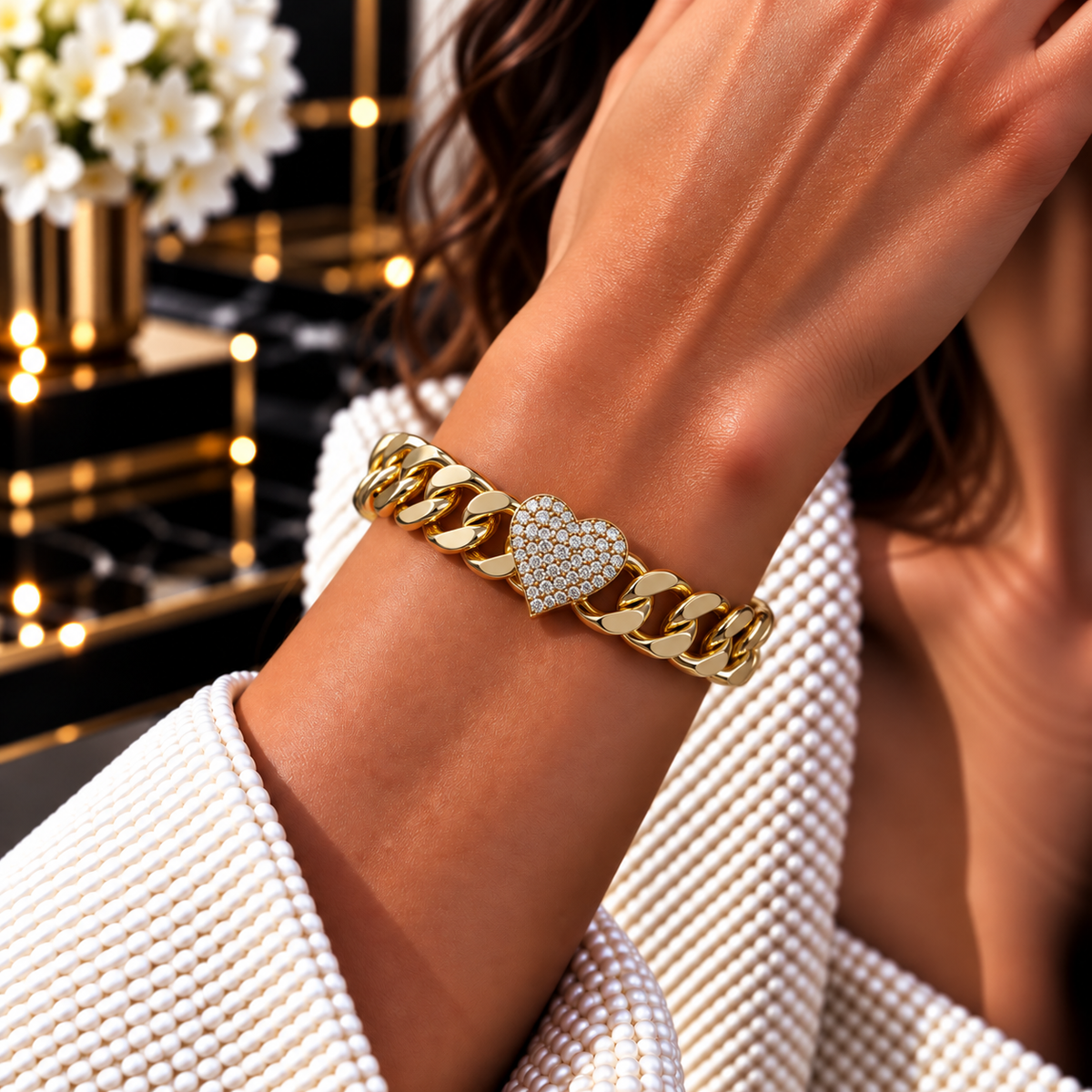 Heart Cuban Chain Bracelet