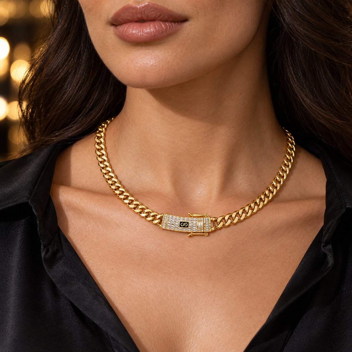 thin Monaco “Royal Cuban” Gold Necklace
