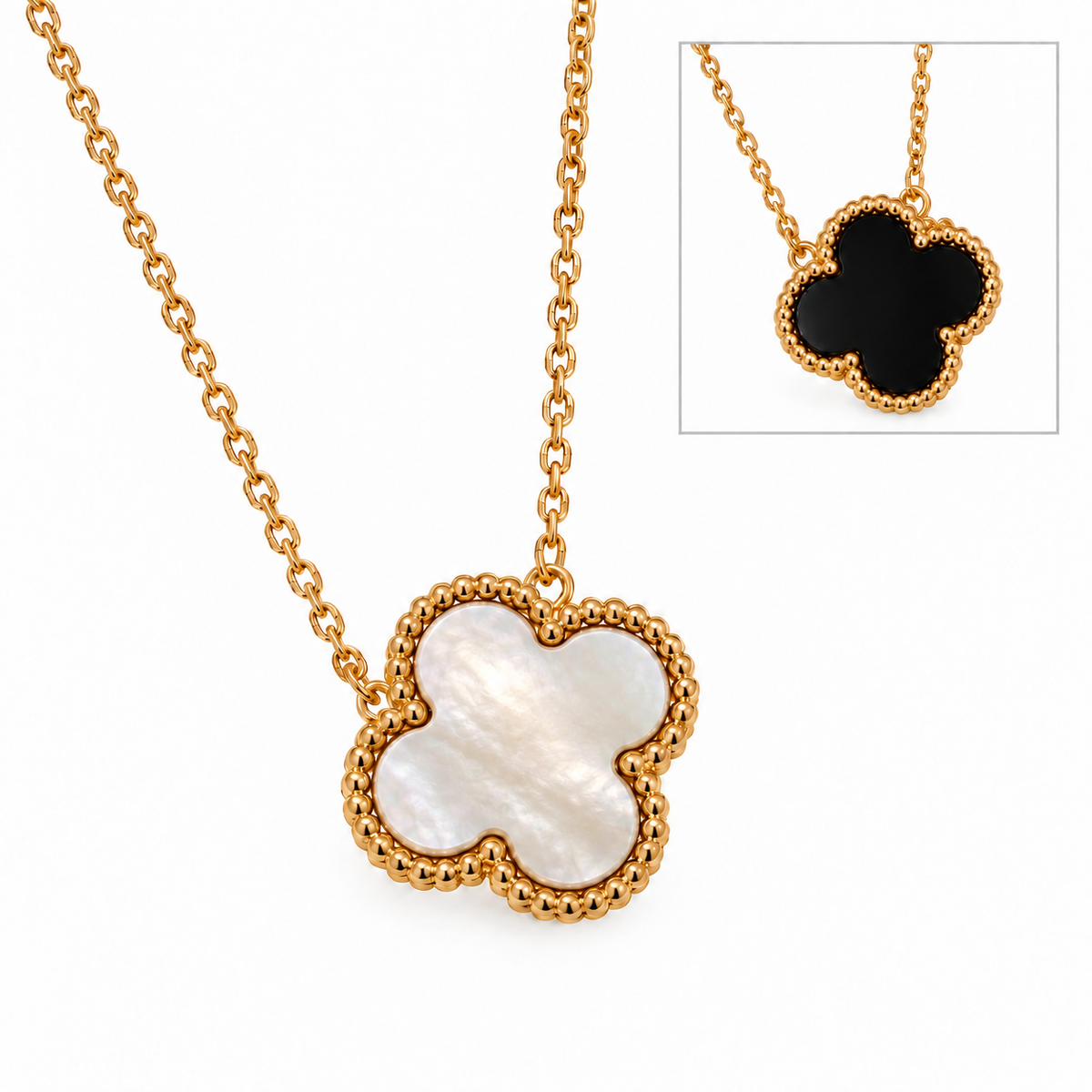 Double face Green & Red Clover Necklace