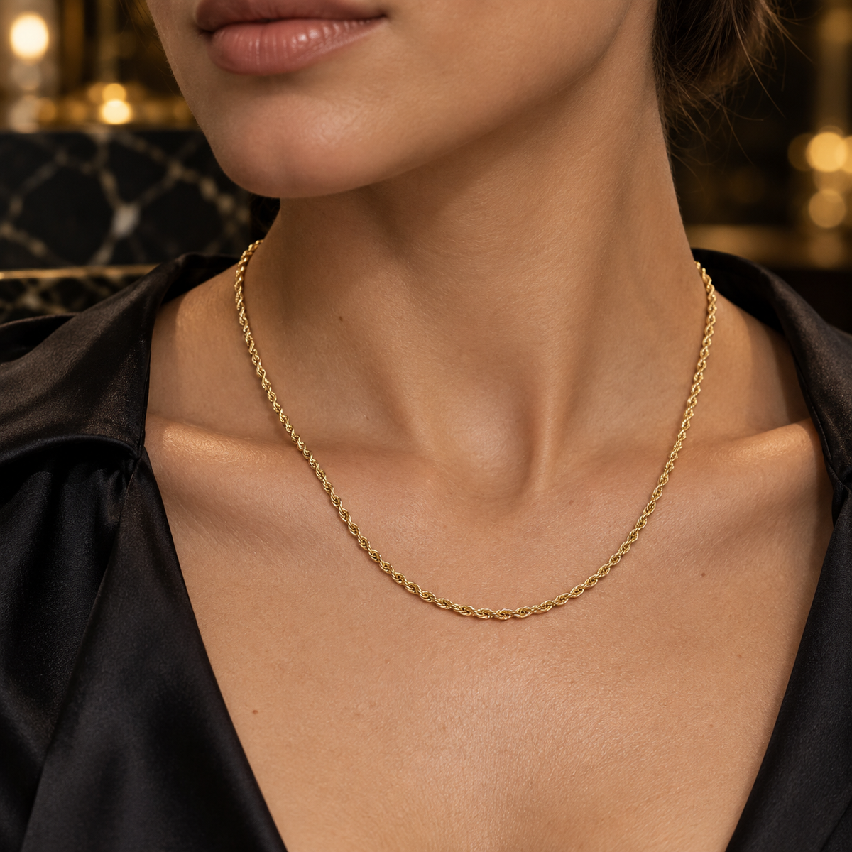 Elegant Rope Chain Set – 18K Gold-Plated Classic(45cm)