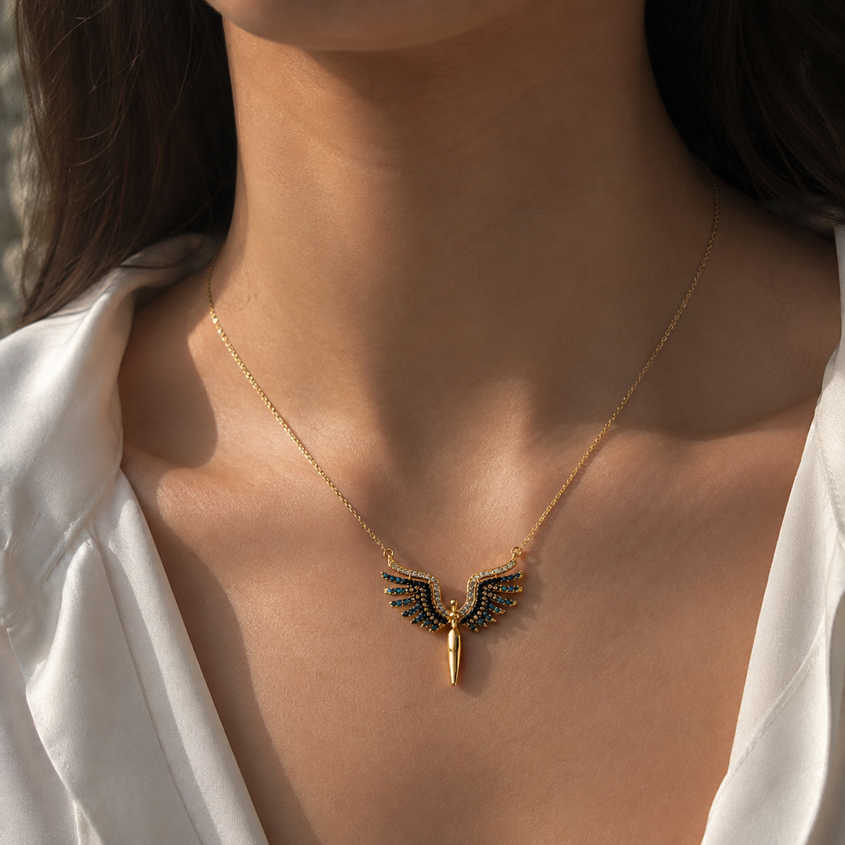 “Phoenix bird”Winged Pendant Necklace
