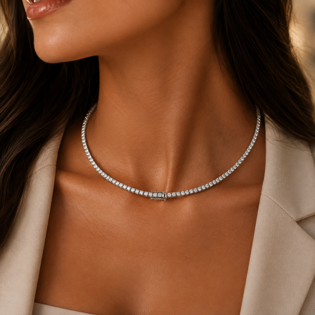 Stainless Steel 316L PVD Tennis Necklace – 3mm / 42cm