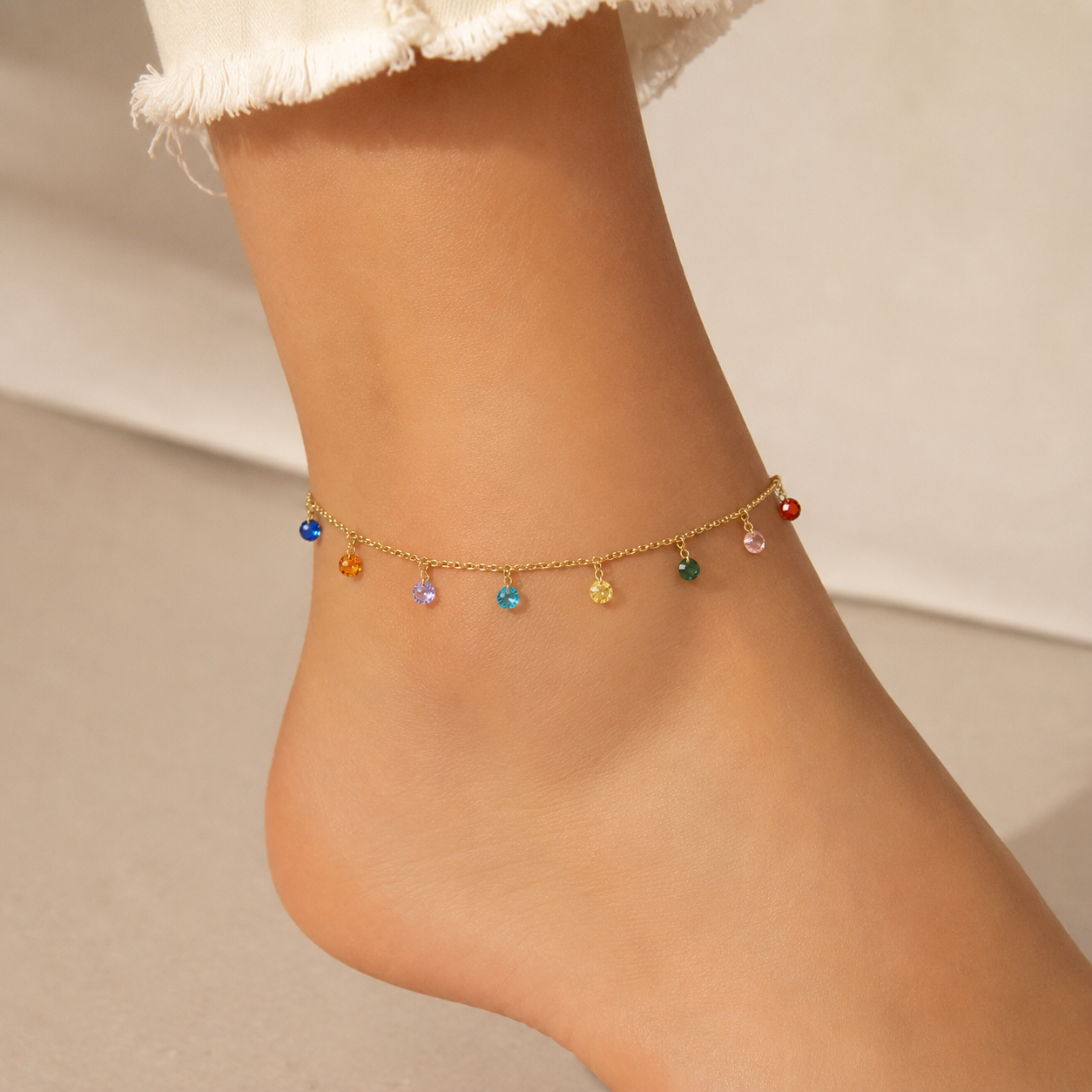 Rainbow Crystal Anklet
