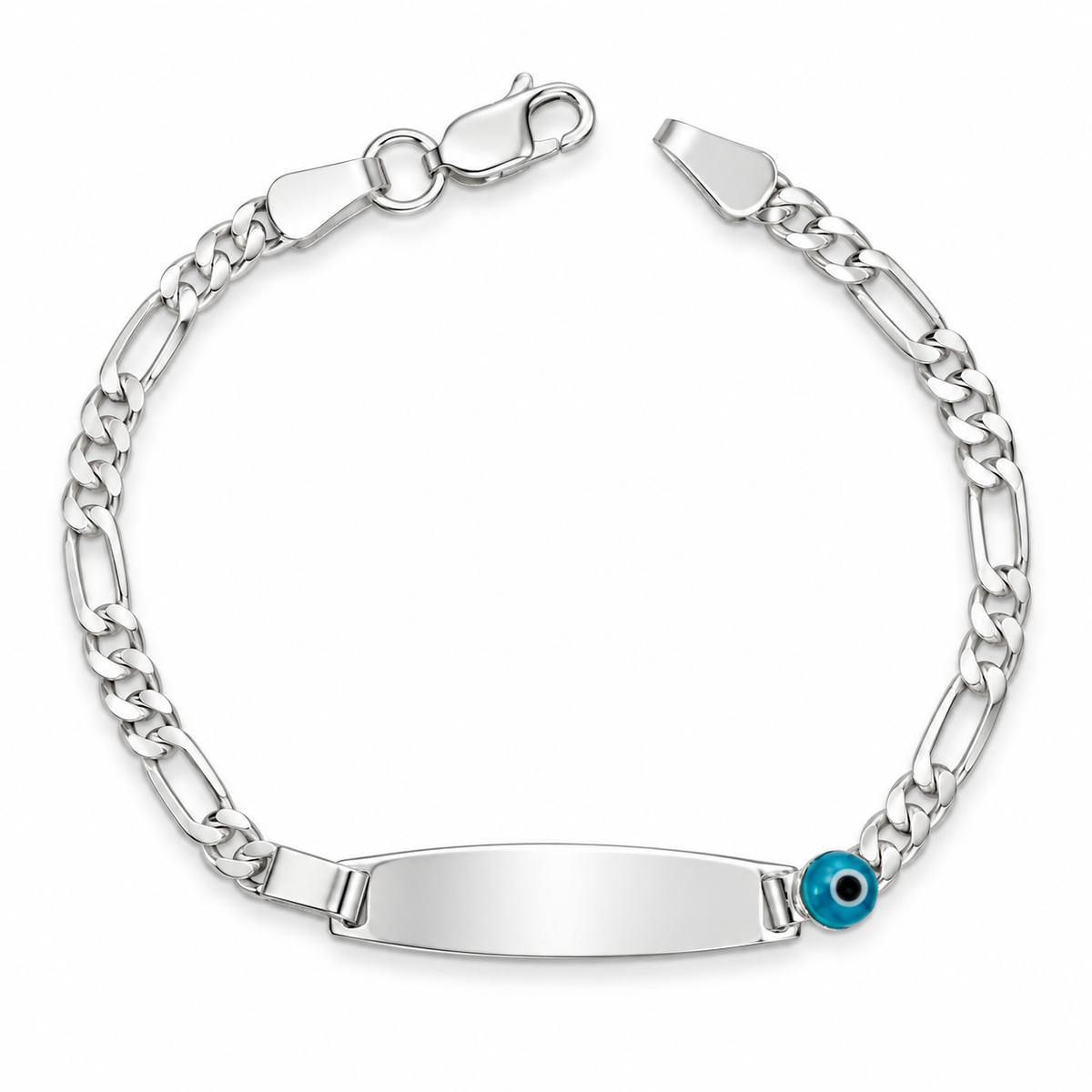 Silver 925 Kids’ Evil Eye Figaro ID Bracelet(4.7g)