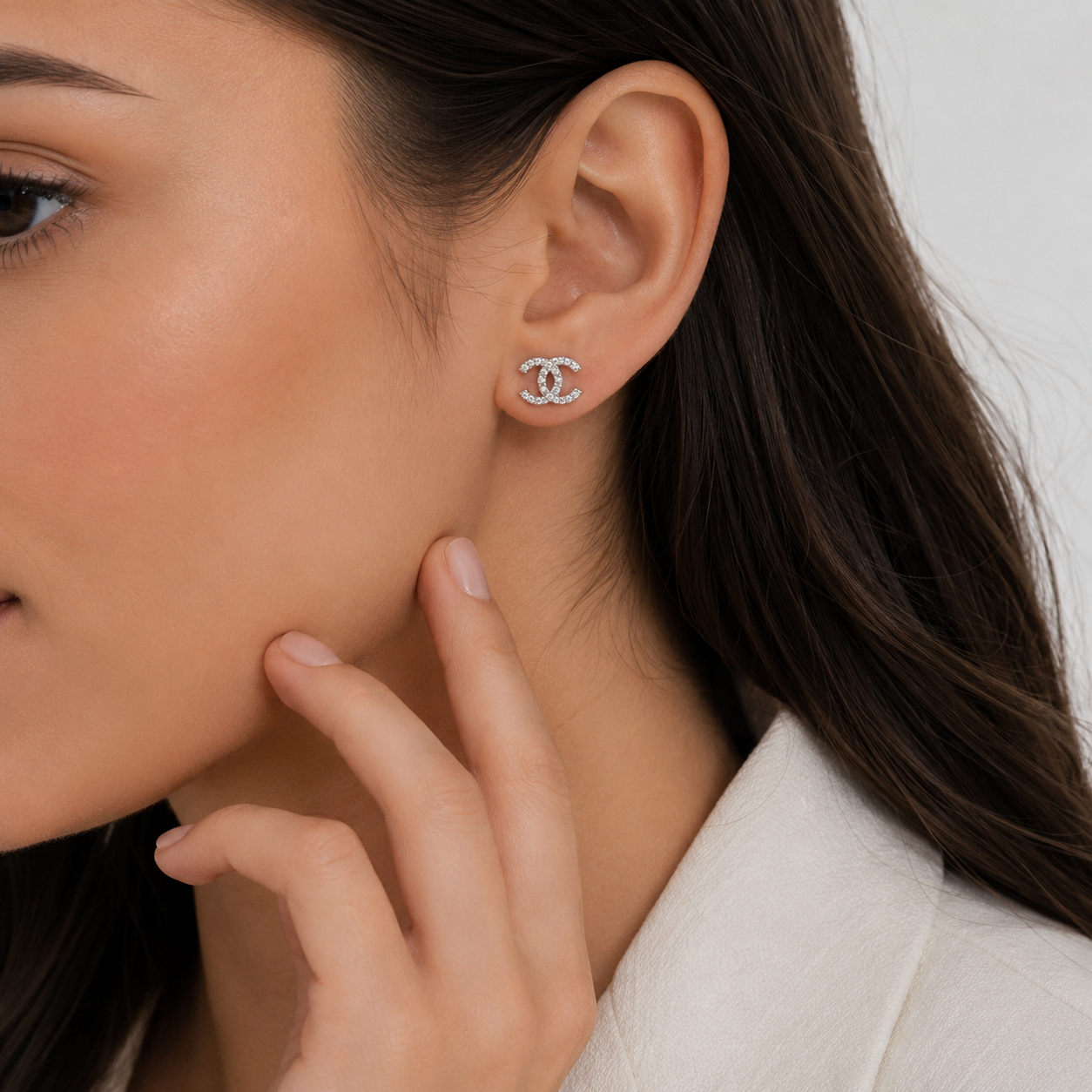 Silver 925 Chanel crystal earrings ✨
