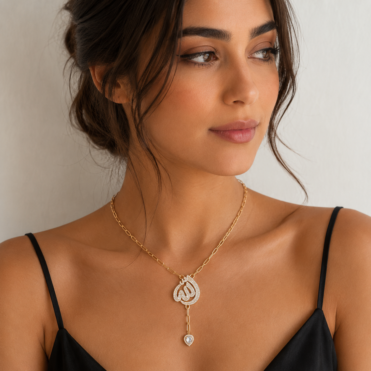 ✨ALLAH Arabic Calligraphy Heart Drop Necklace