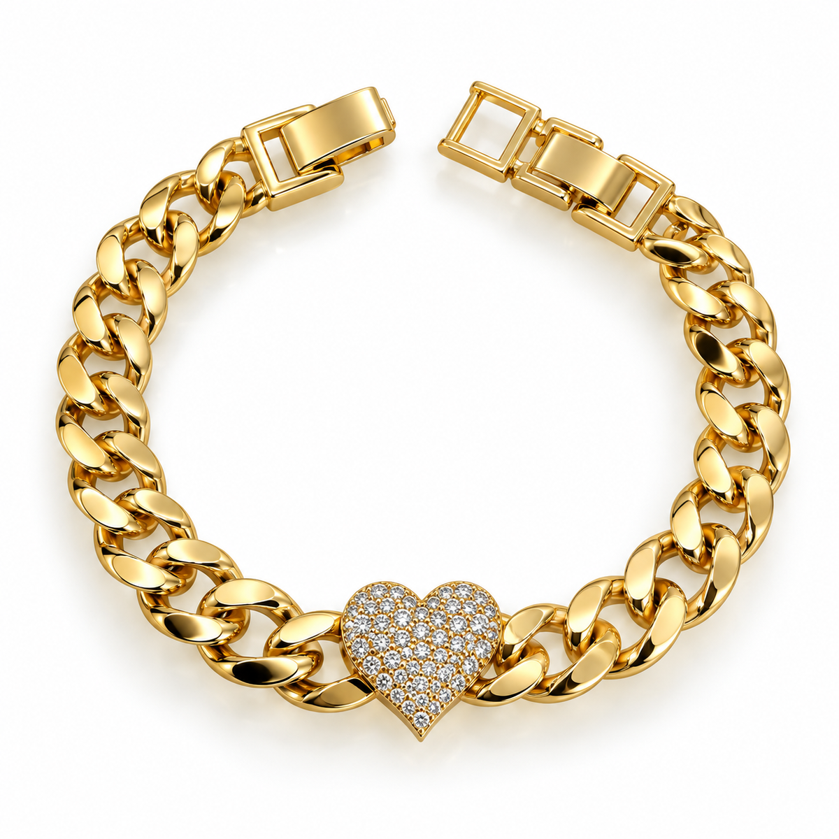 Heart Cuban Chain Bracelet