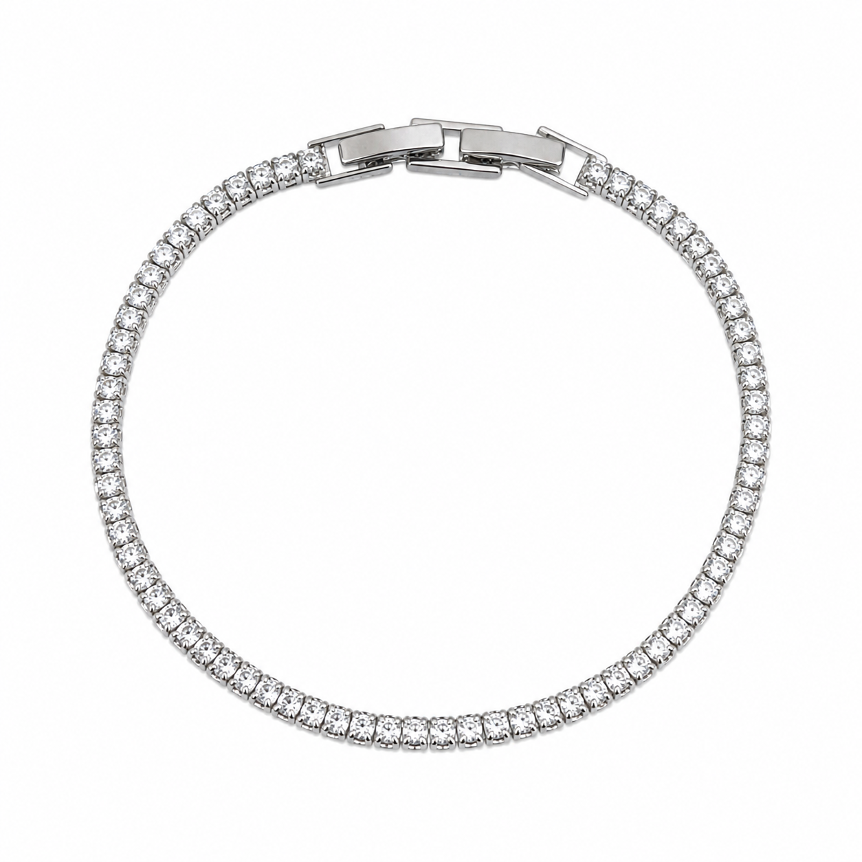 silver color Diamond square Tennis Bracelet 💠