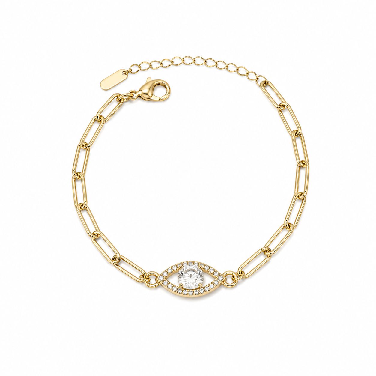 Crystal Evil Eye Paperclip Bracelet