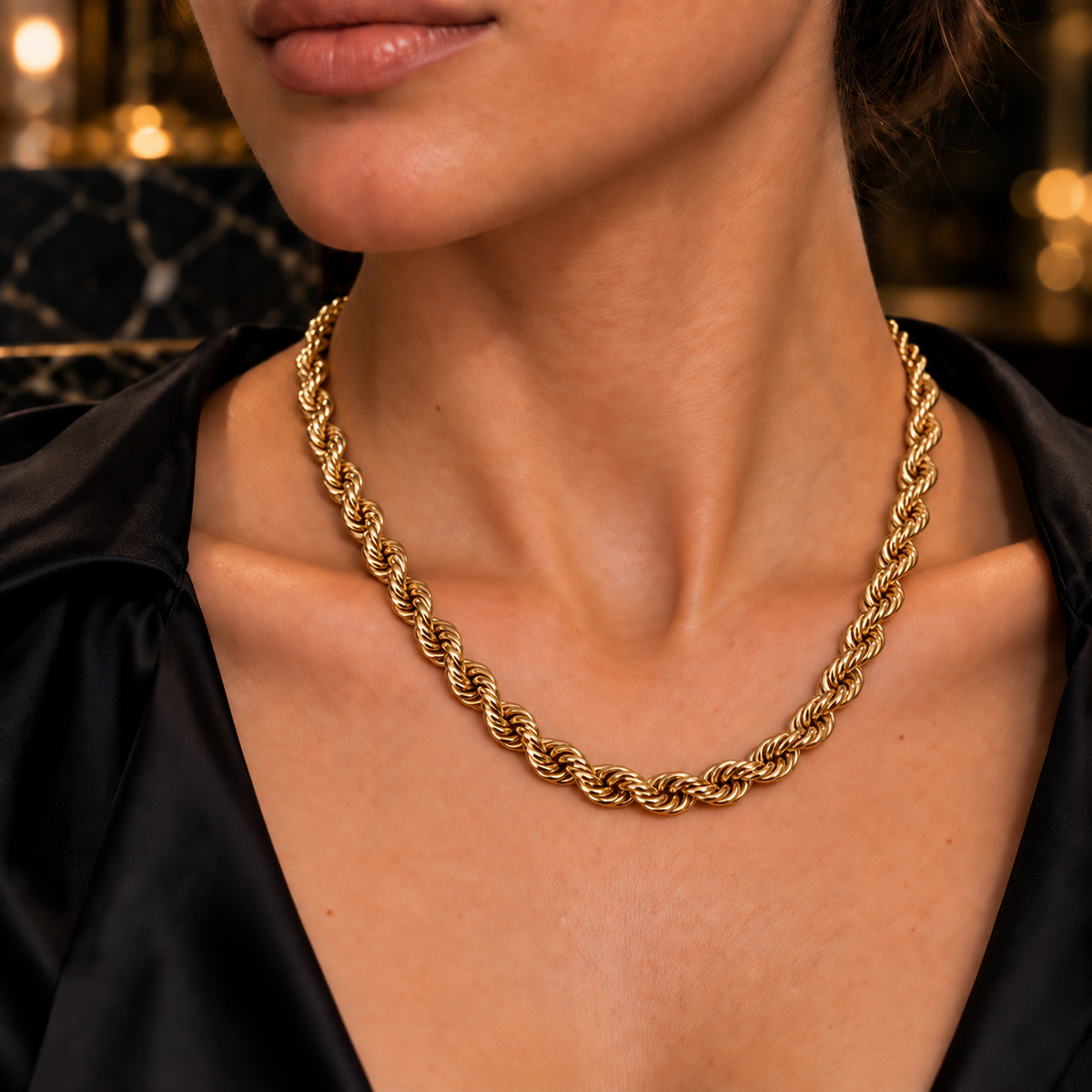 Elegant Rope Chain Set – 18K Gold-Plated Classic(45cm)