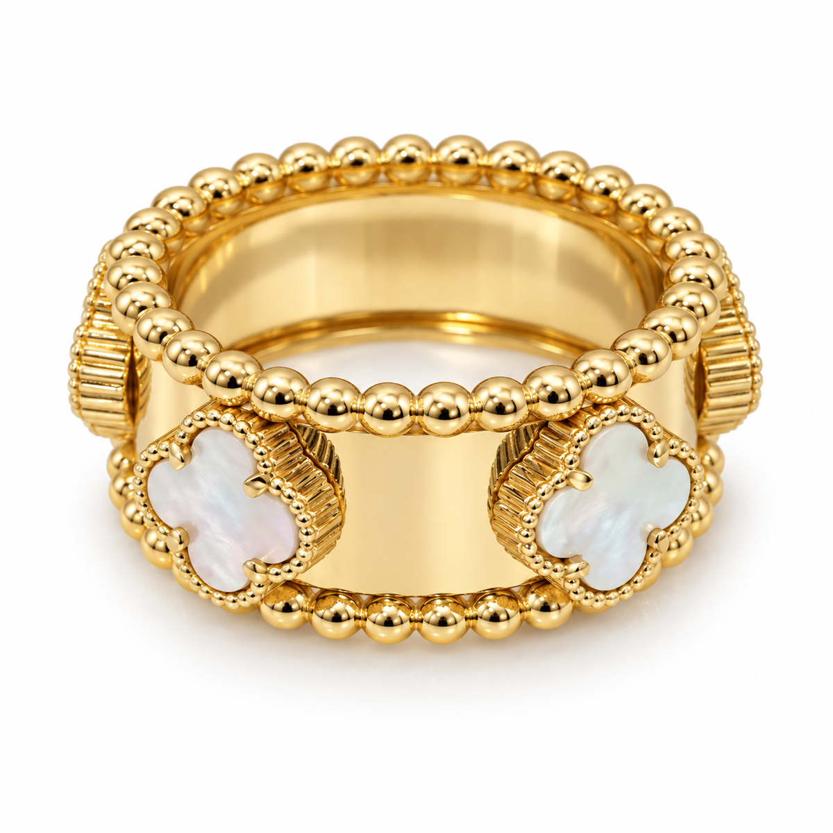 Bloom clover Beaded Band Ring