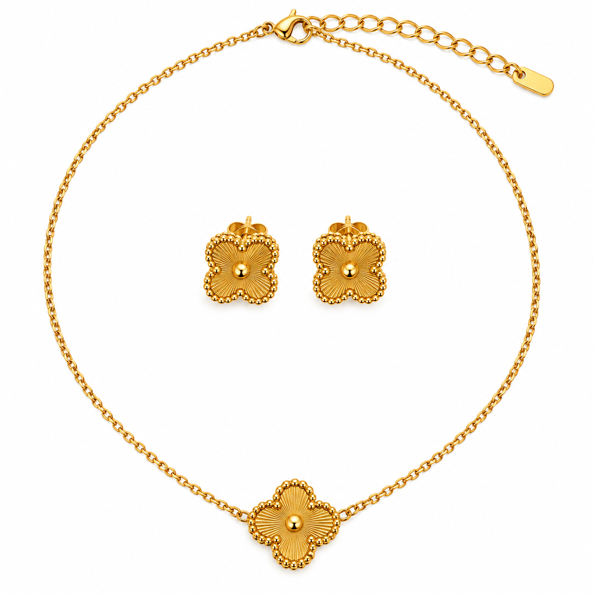 S.steel Golden Bloom Clover Set – Radiant & Refined