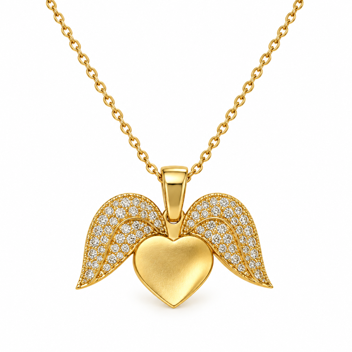 Angel Heart Pendant Necklace open and close