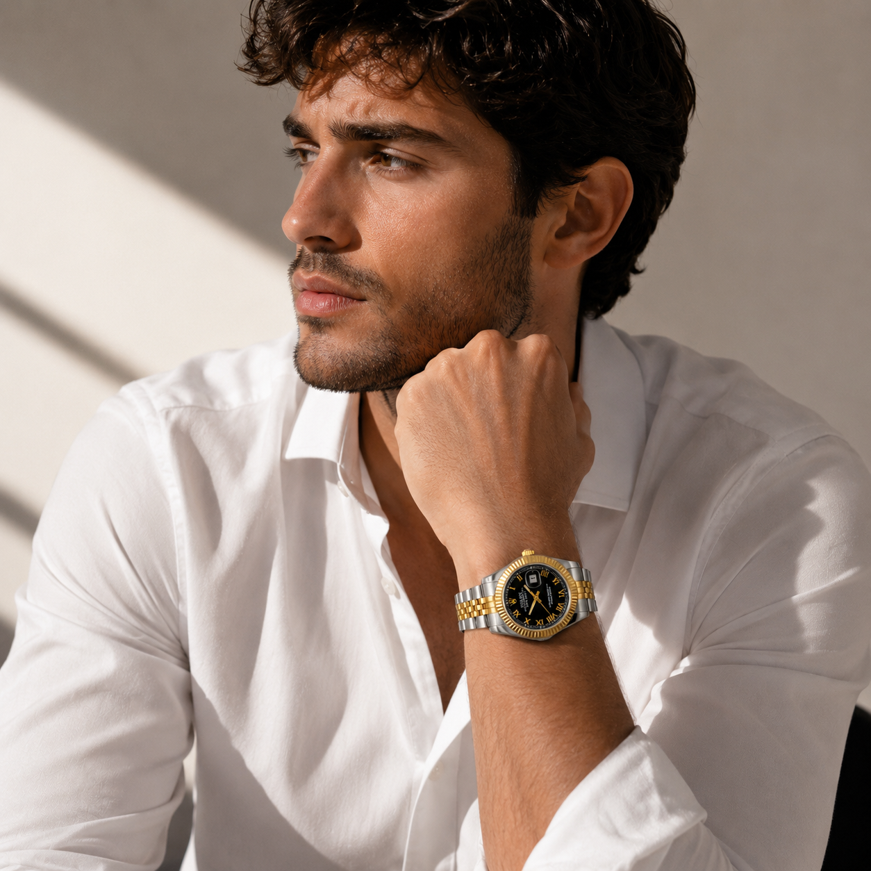 Two-Tone Black Dial man's Watch