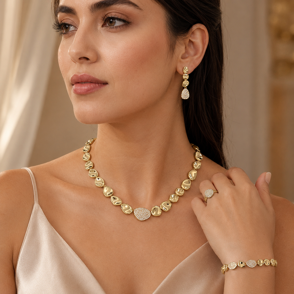 Golden Pebble Jewelry Set