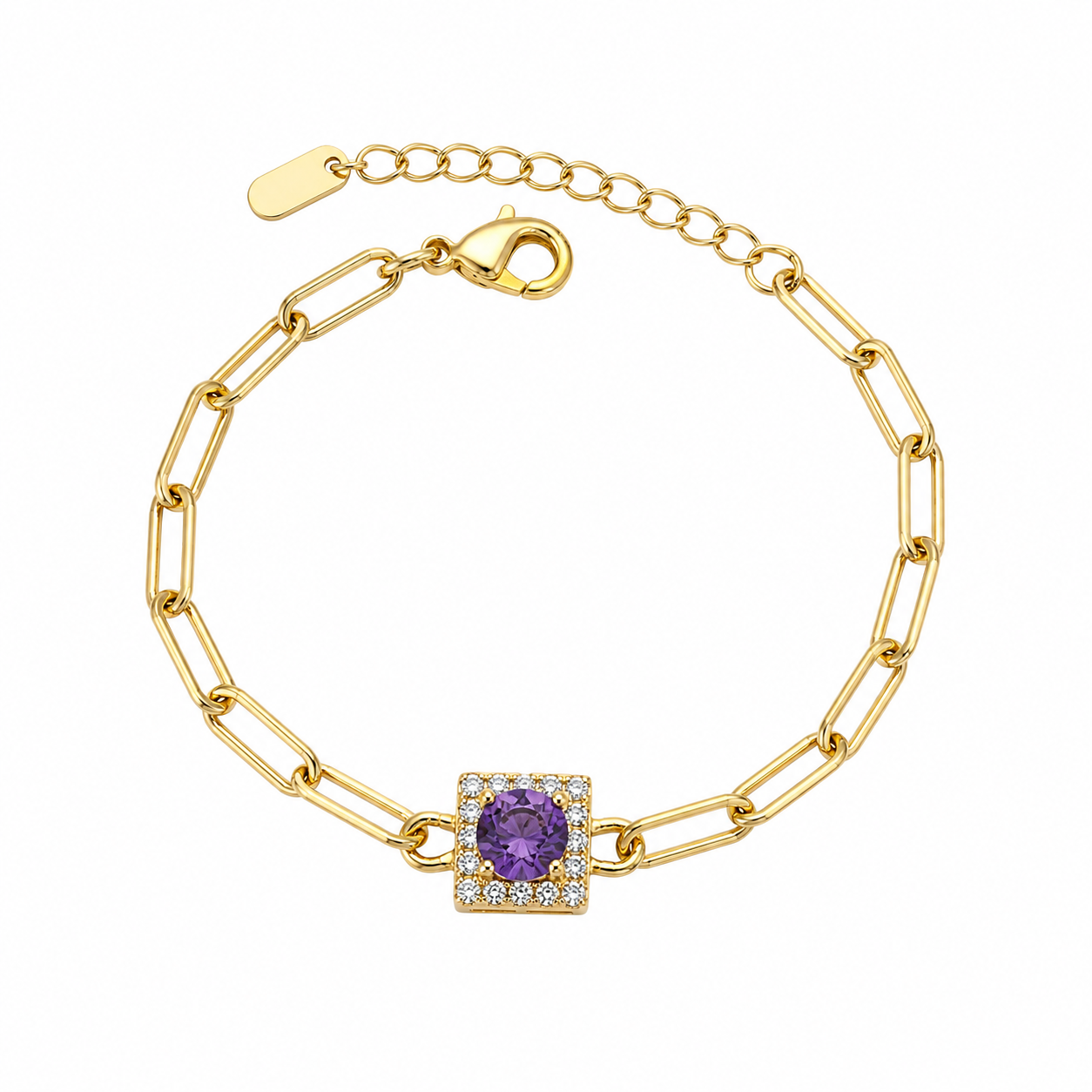 Square Halo Paperclip Bracelet