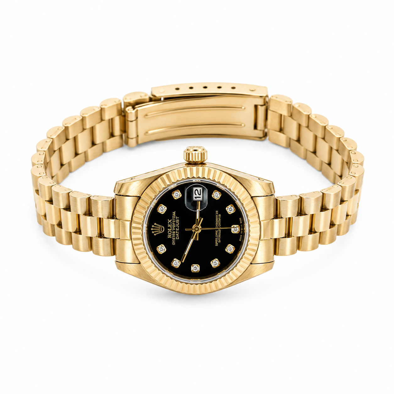 Gold Royale Women’s Watch – Black Crystal Dial(woman)