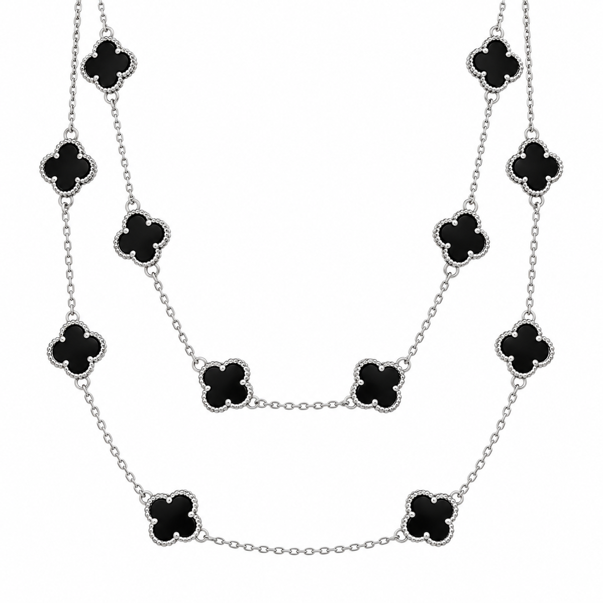 Silver-Tone Clover Necklace(120cm)