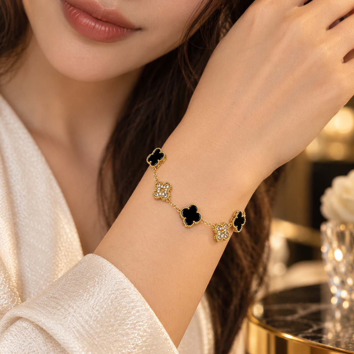 Colorful with stone Clover bracelet
