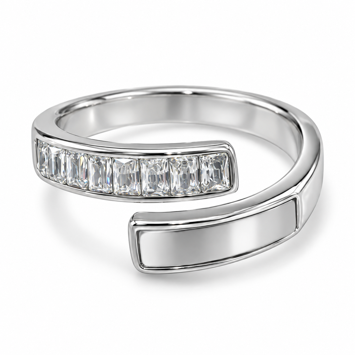 S.steel Modern Twist Baguette Ring – Gold & Silver
