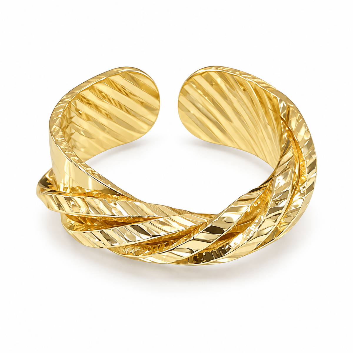 twisted Shine Adjustable Ring – 18K Gold-Plated