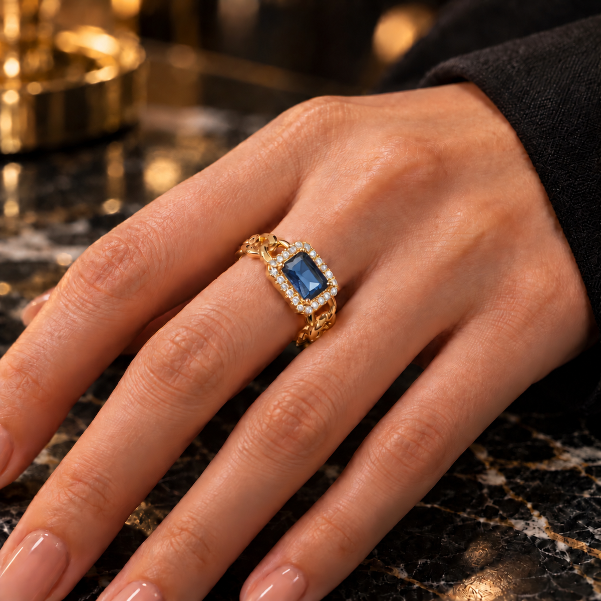 Royal Chain Gem Ring – Multiple Colors