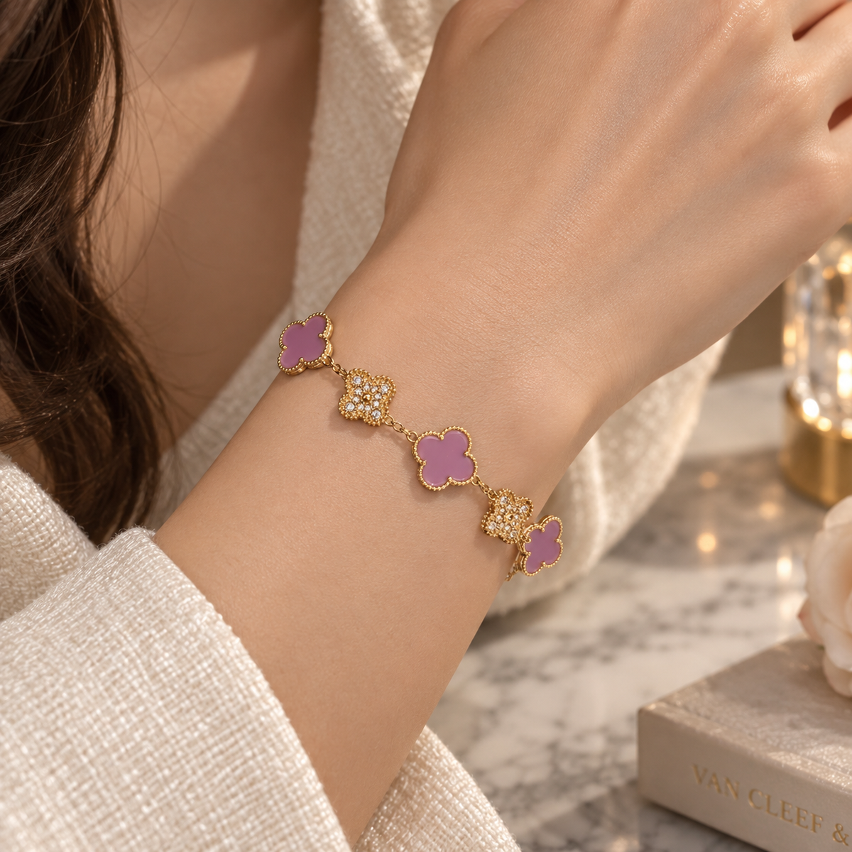 Colorful with stone Clover bracelet