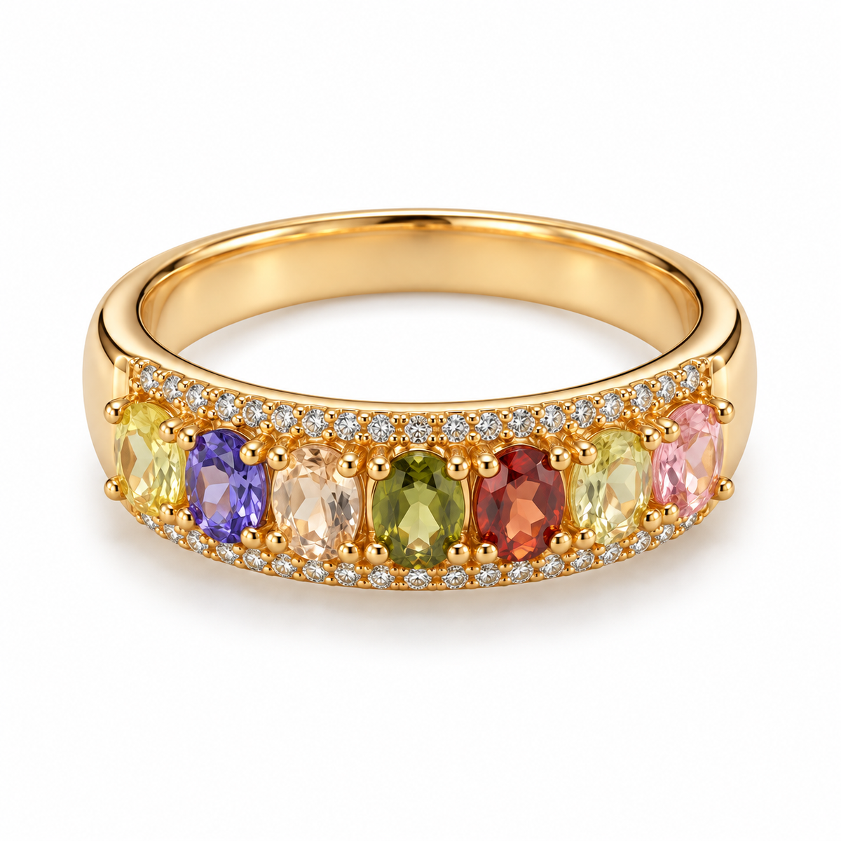 Rainbow Gem Band Rings – Trio Collection