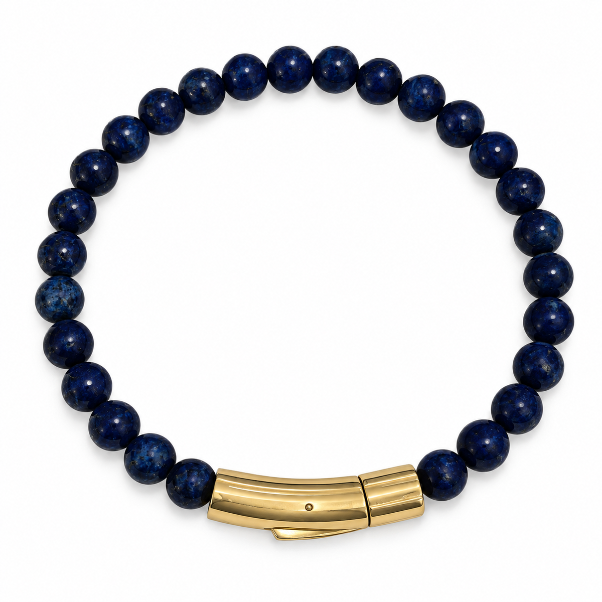 Lapis Bead Bracelet – Gold Magnetic Clasp