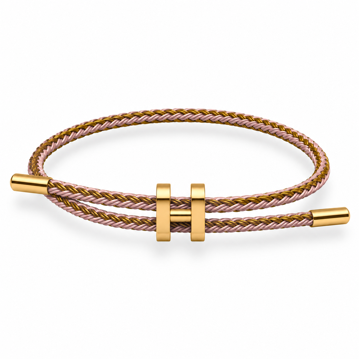 H Bracelet with Gold Interlock Clasp