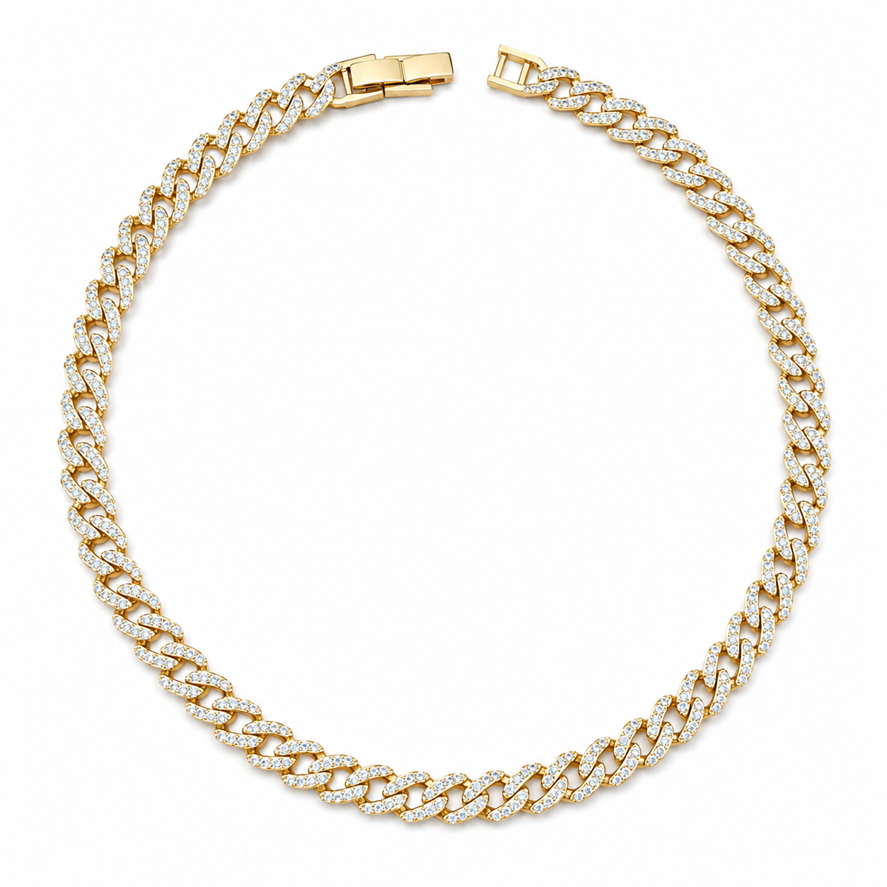 Gold Pave Cuban Link Necklace