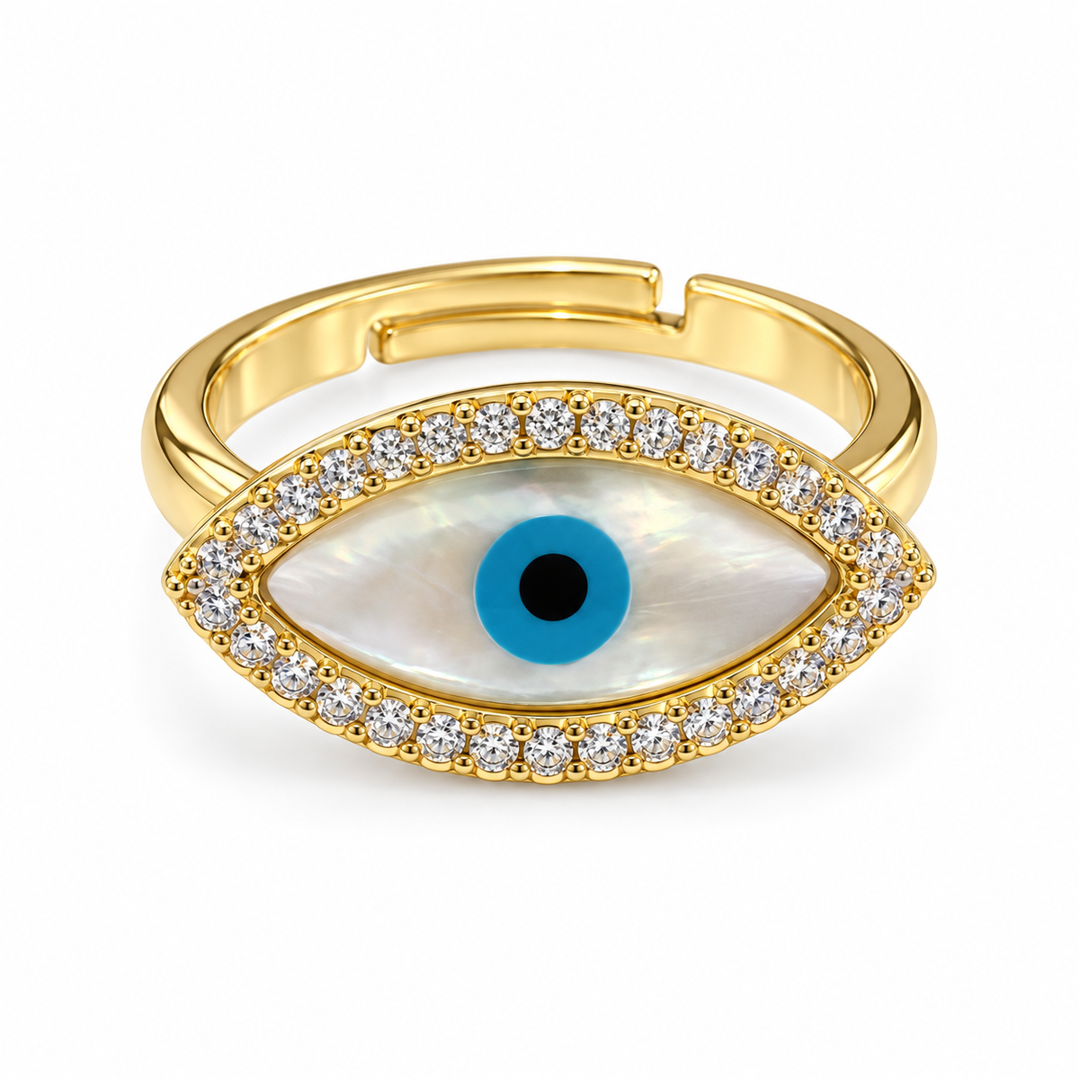 Golden Oval Evil Eye Ring – Elegance Meets Protection
