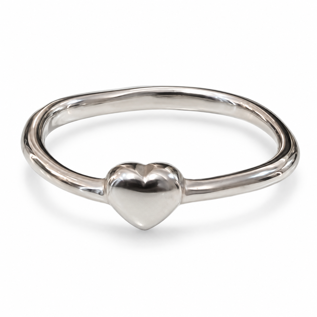 S.steel Silver-Tone Heart Ring