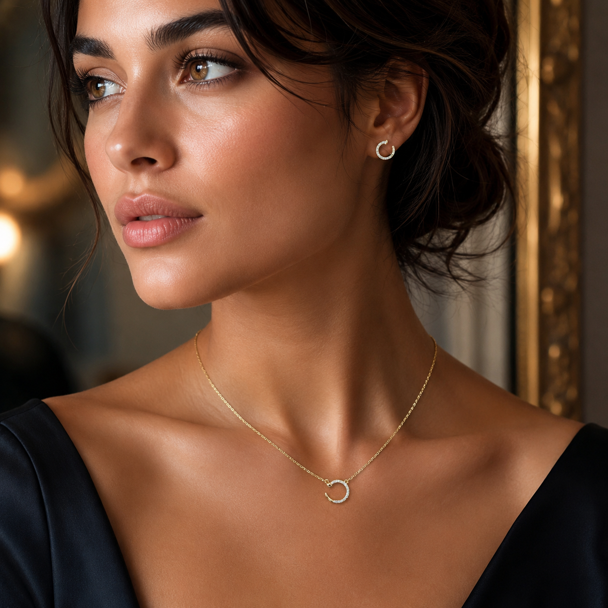 Crystal Crescent Jewelry Set