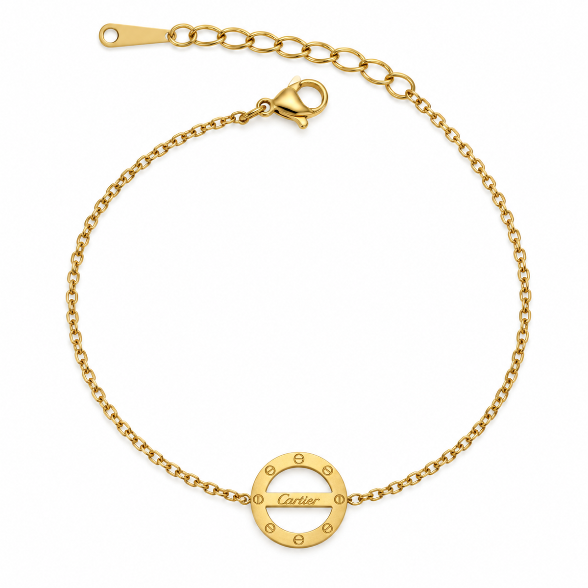 S.steel Gold-Tone Circle Charm Bracelet