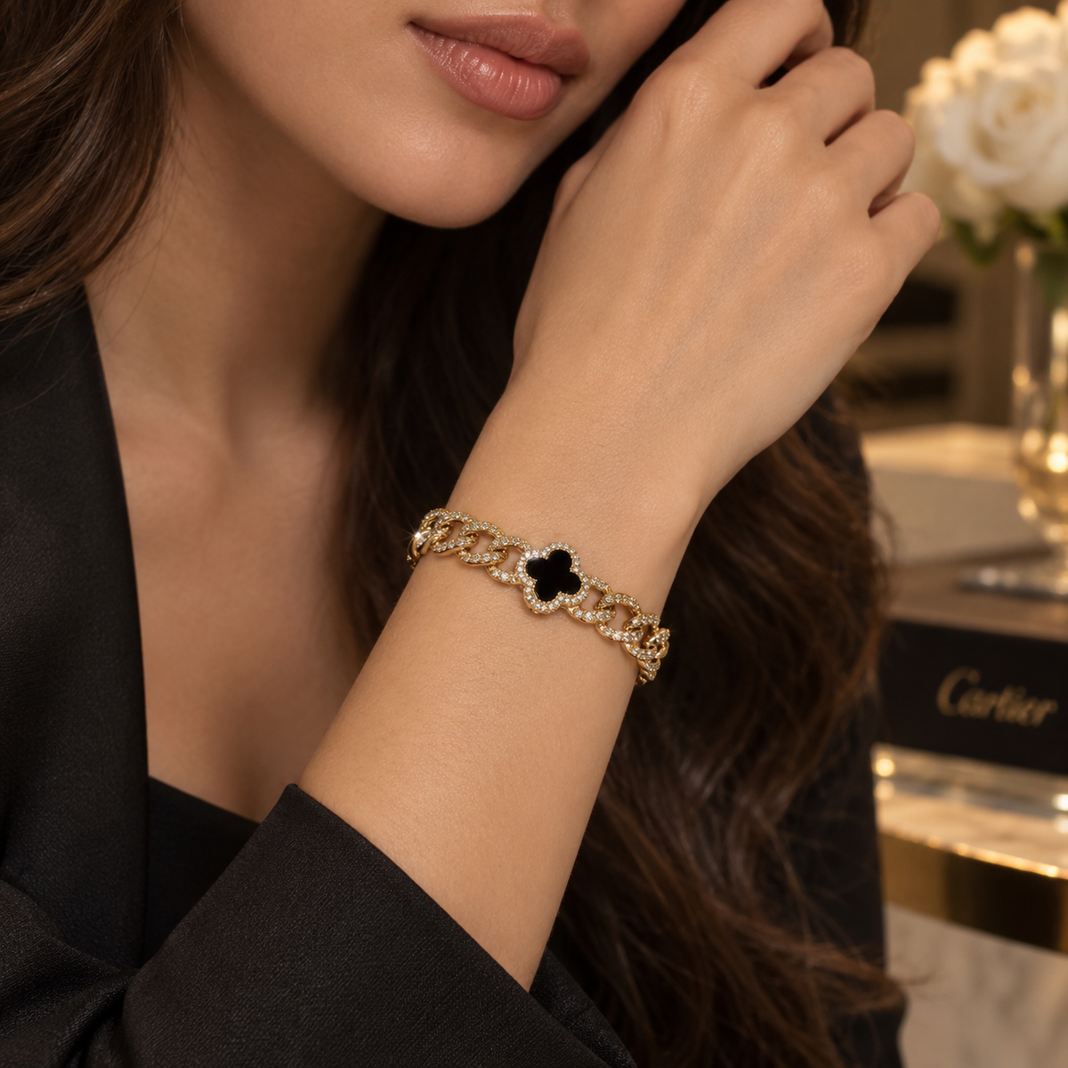 Black Clover Crystal Chain Bracelet