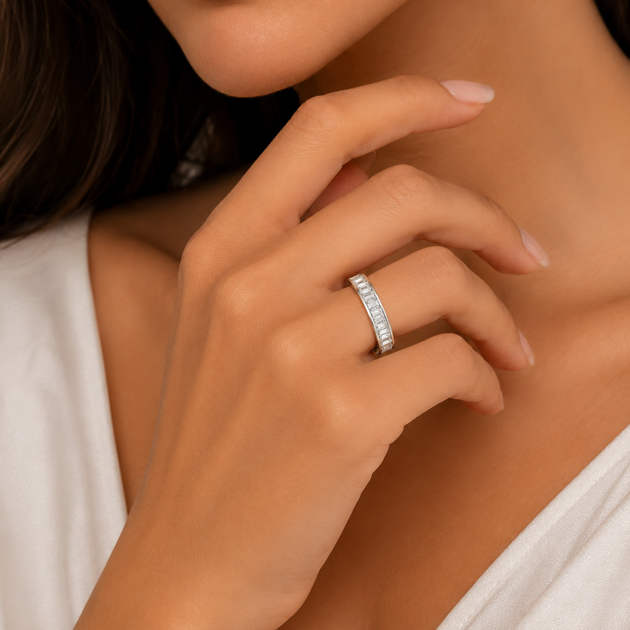 Tennis Luxe Baguette Eternity Band – 18K Gold & Silver Options ✨