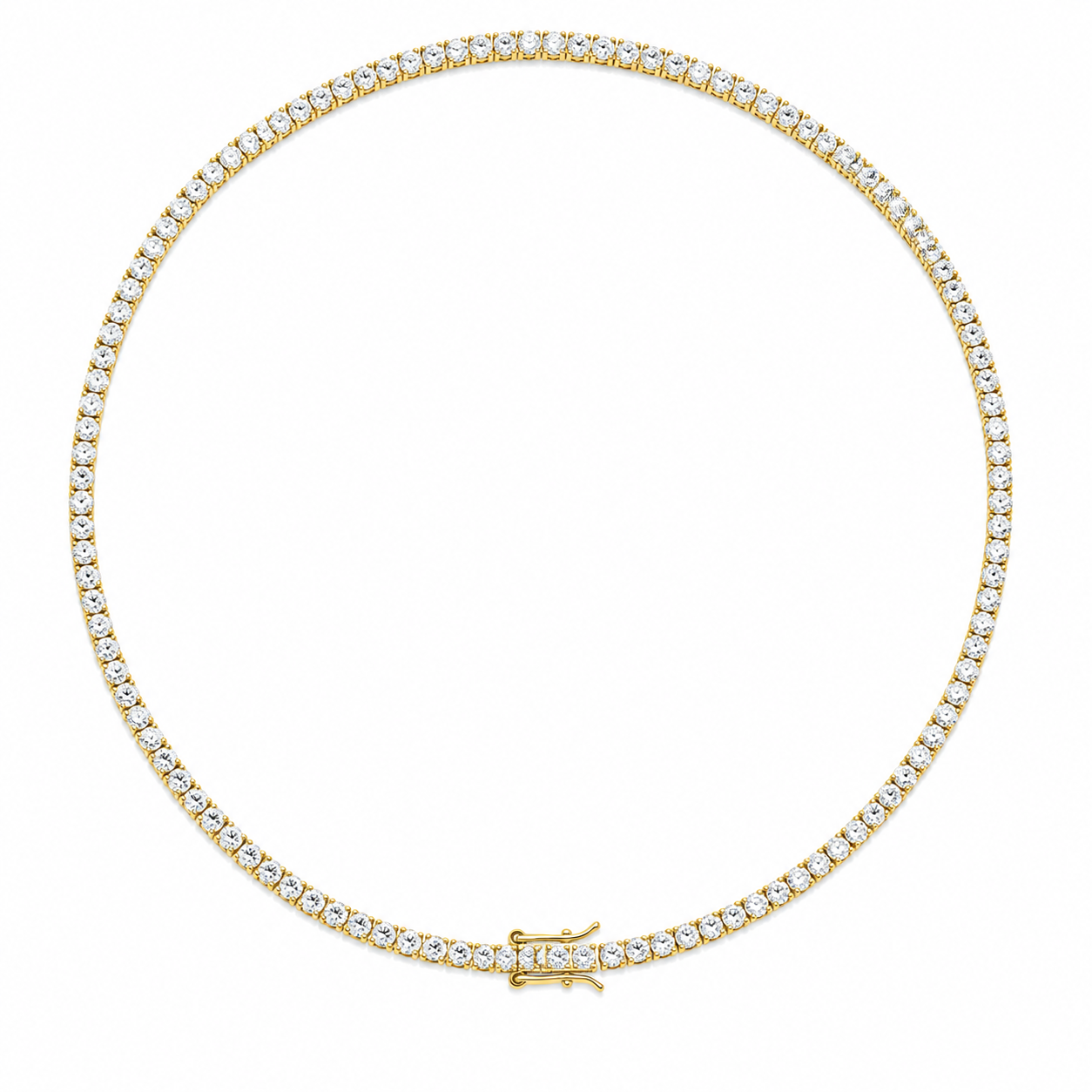 stainless steel Cubic Zirconia Tennis Necklace ( 3mm  )
