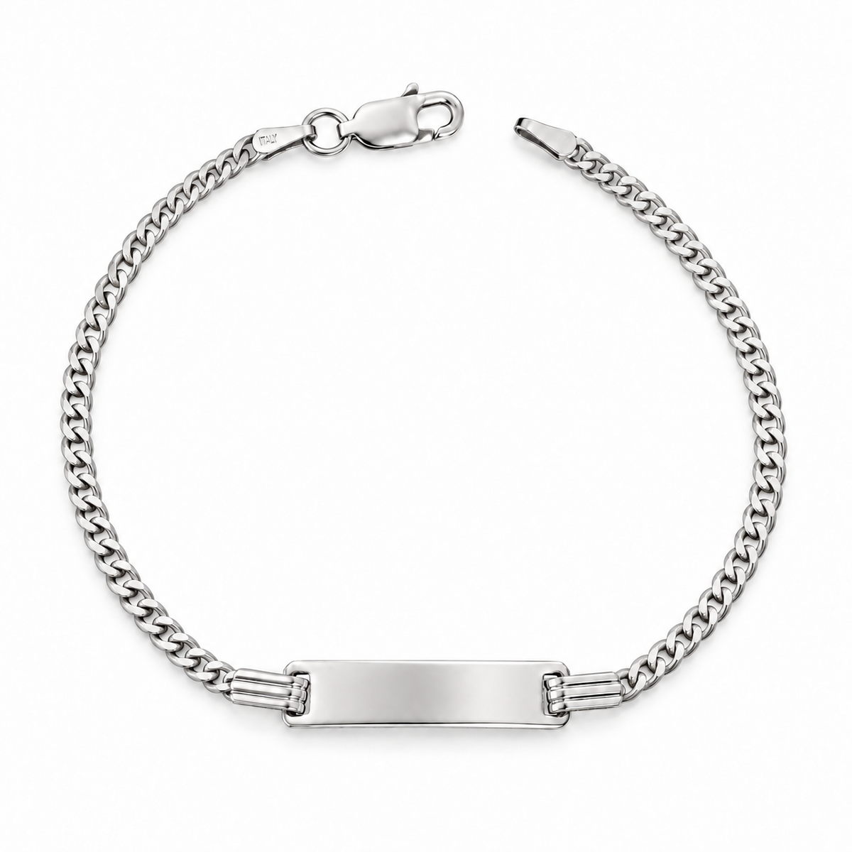 925 Sterling Silver Kids’ Curb Chain ID Bracelet(2.8g)