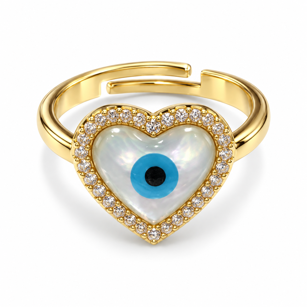 Heart Evil Eye Ring – Sparkle, Protection & Pure Charm(Free size)