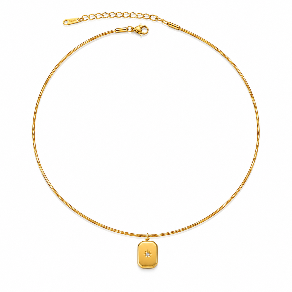 Luxe Tag Pendant Necklace – 18K Gold-Plated