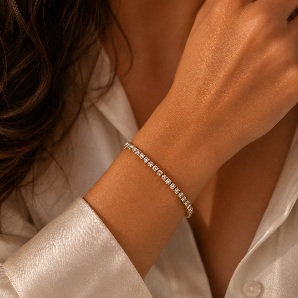 Thin Classic Rose-Gold Tennis Bracelet(2mm)