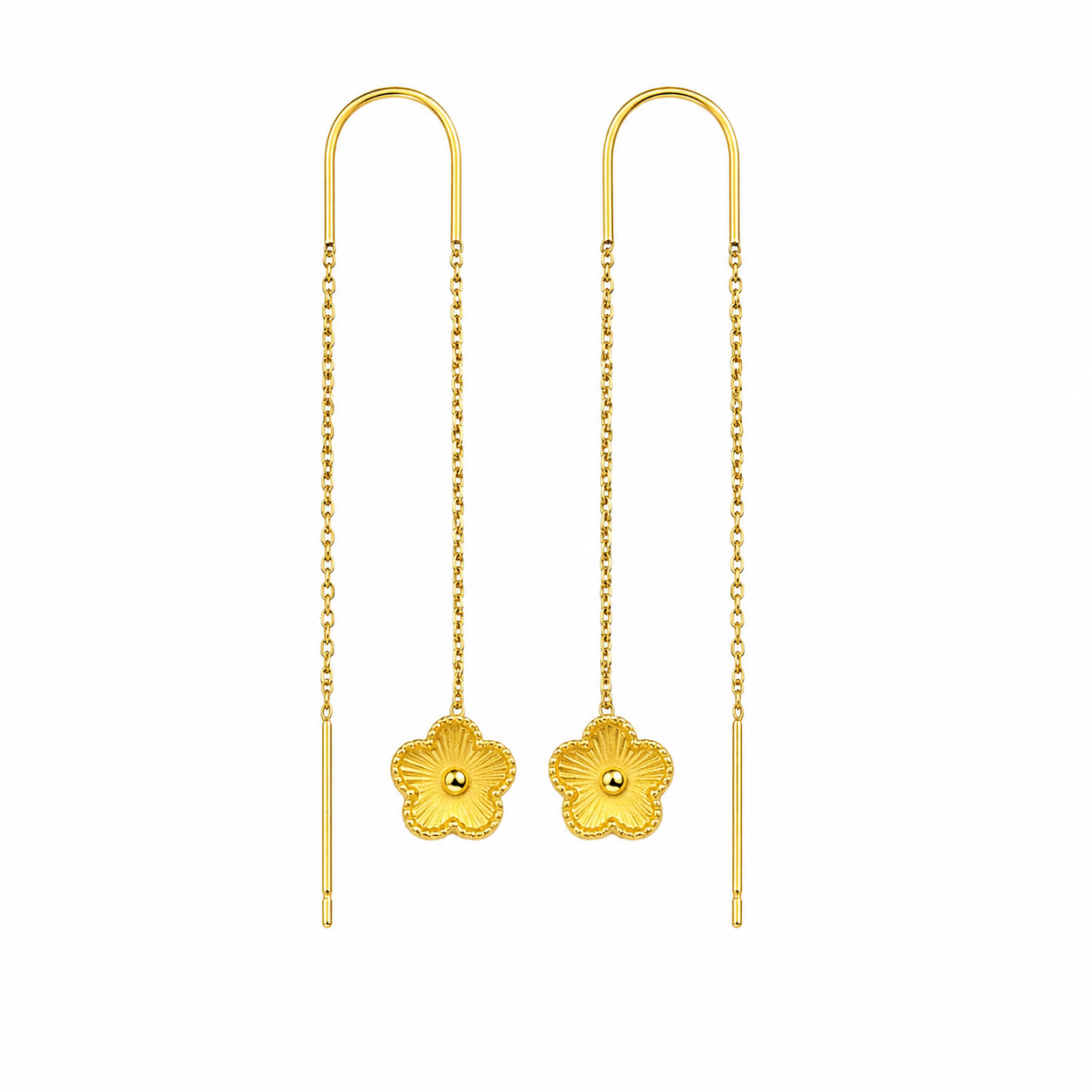 Golden Floral Threader Earring
