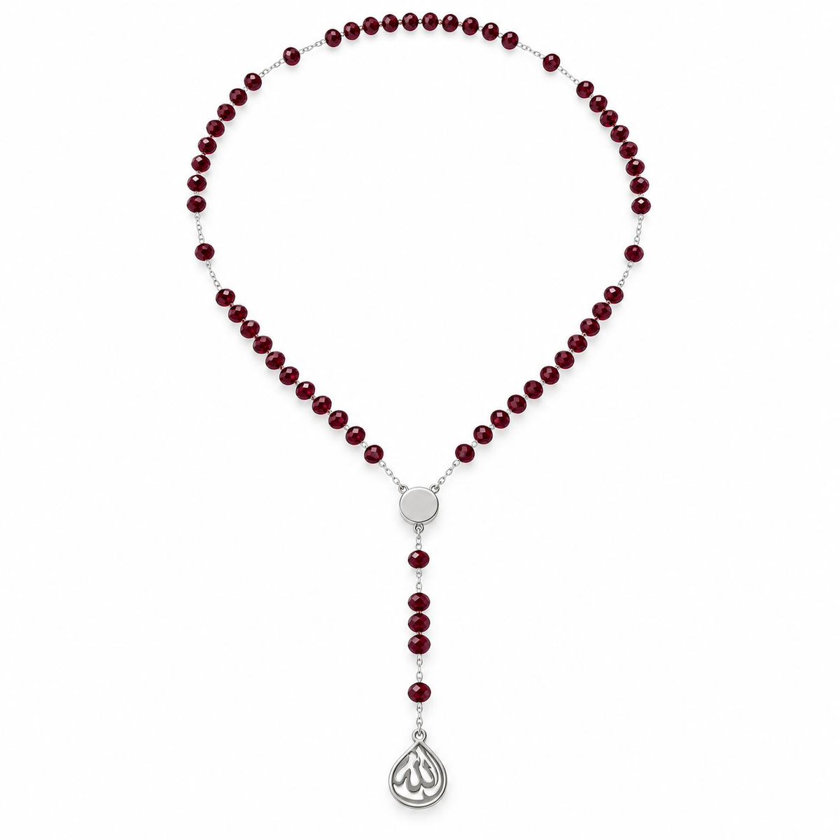 S.steel Beaded Rosary Necklace with Allah Pendant