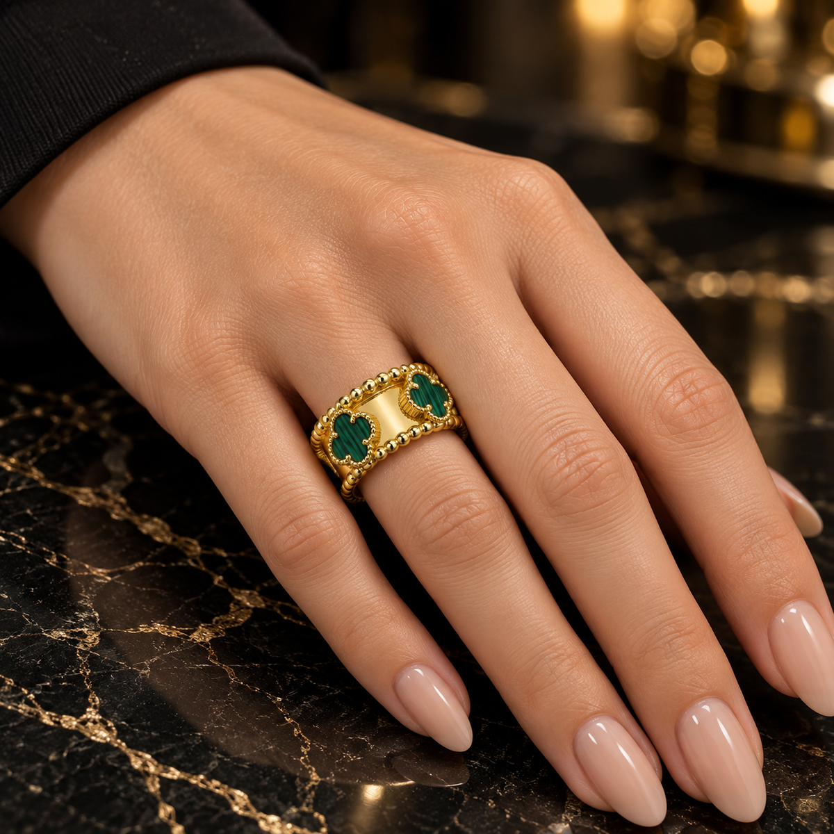Bloom clover Beaded Band Ring