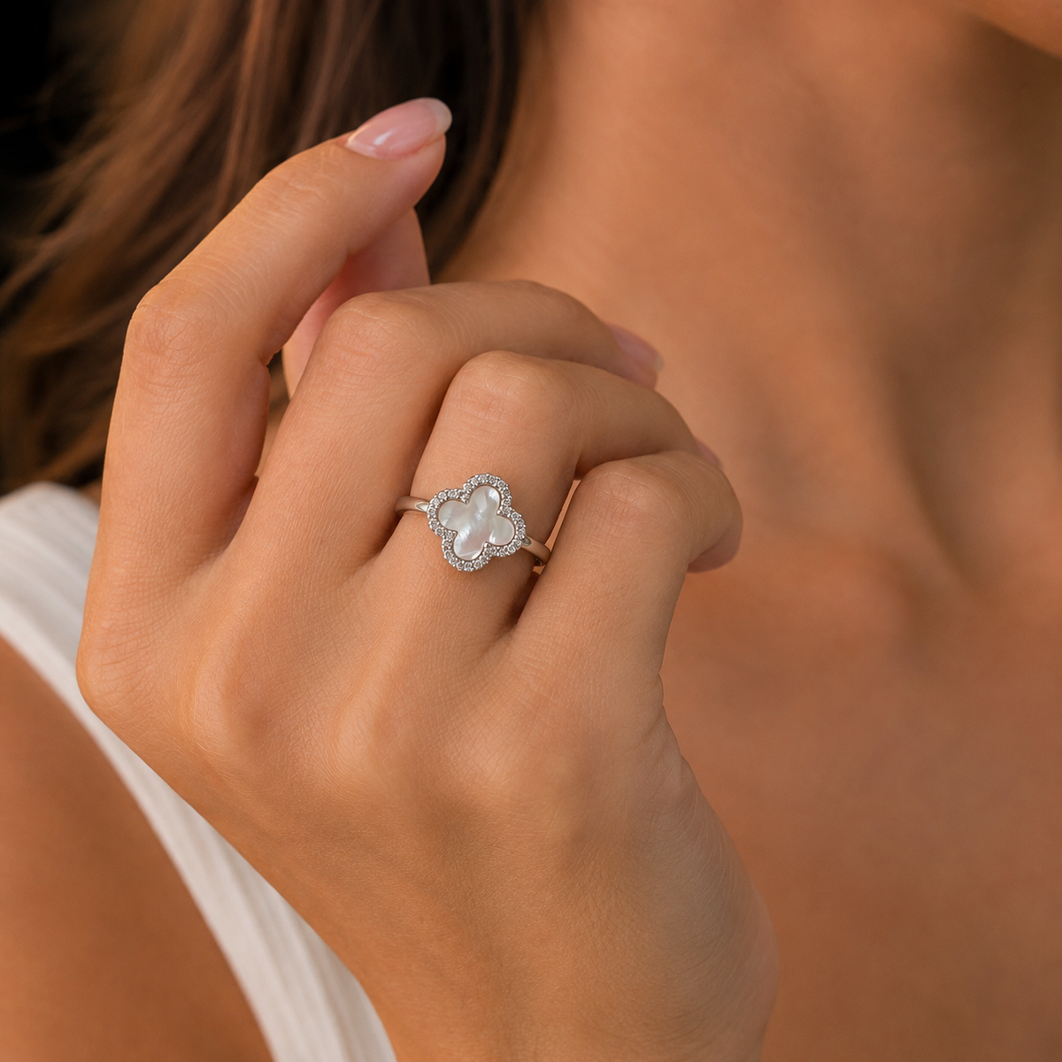 925 Sterling Silver Clover Ring