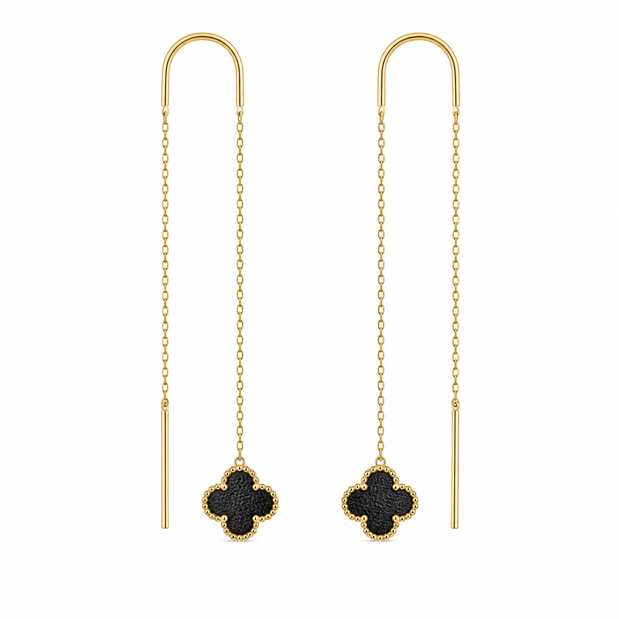 Black vancleef small Threader Earrings – Elegant Dangle Design