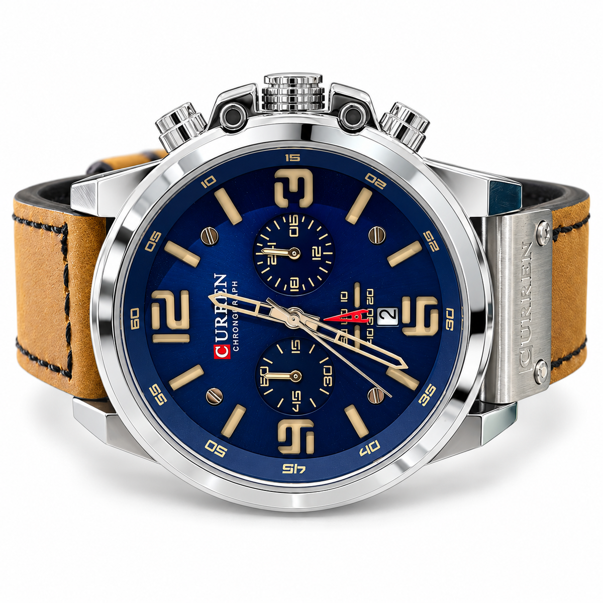 Curren chrono Men’s Blue Dial Leather Strap Watch(man)