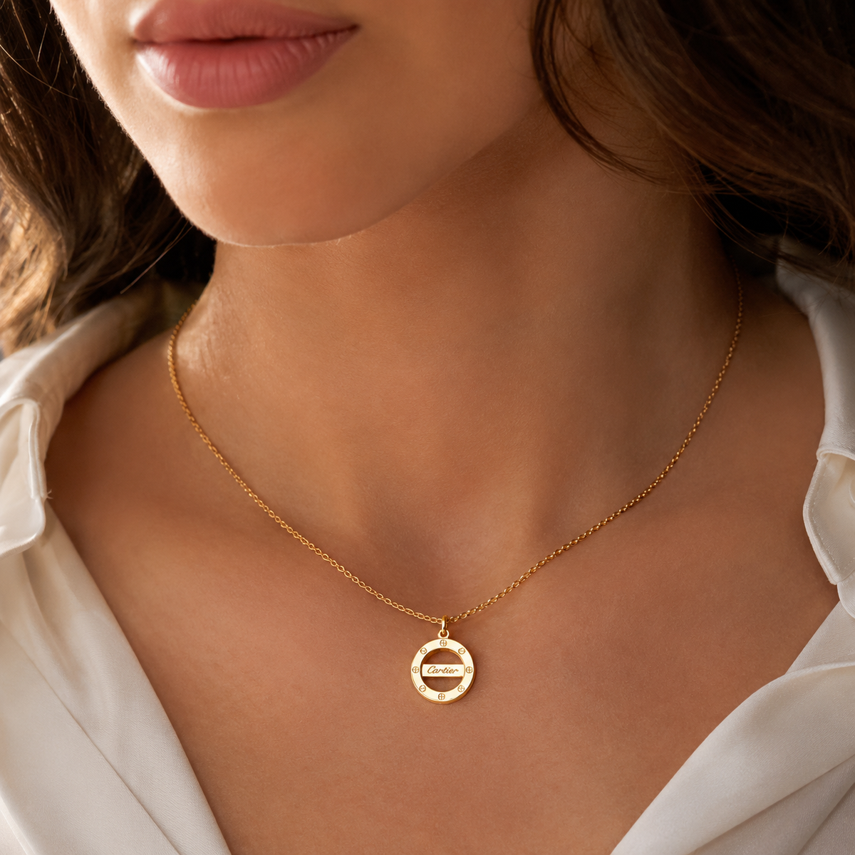 Minimal Harmony Screw Motif Necklace – 18K Gold-Plated | Poshewix – view 2